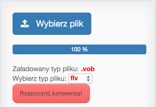 Konwertuj VOB na FLV online